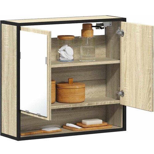 vidaXL Kopalniška omarica z ogledalom sonoma hrast 65x20x60 cm Cene