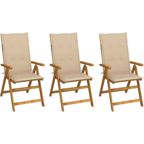 vidaXL zložljivi vrtni stoli 3 kosi z blazinami trden akacijev les Cene