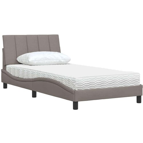  Krevet s madracem smeđesivi 100 x 200 cm od tkanine Slike