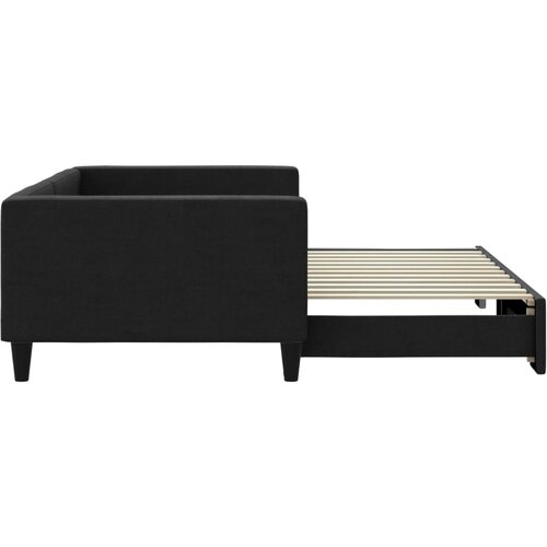  Dnevni krevet na razvlačenje crni 100 x 200 cm od tkanine Slike
