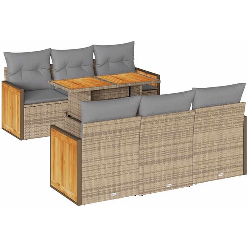 Maison Chic Seti vrtnega pohištva - Vrtna garnitura - Vrtni pohištvo set z blazinami 7-delna bež ratan/akacija, (21796278) Cene