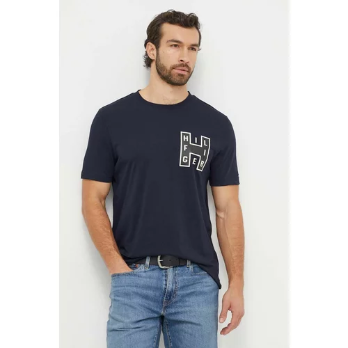Tommy Hilfiger Bombažna kratka majica moški, mornarsko modra barva