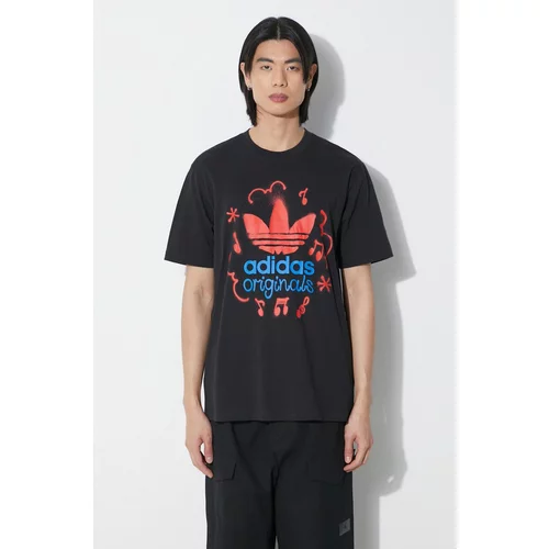 Adidas Bombažna kratka majica moška, črna barva, IS0224