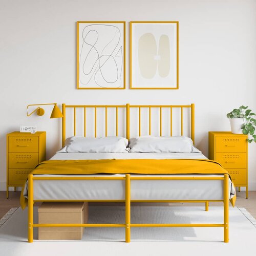 Furnova Nočna omarica 2 kosa gorčično rumena 36x39x68 cm jeklo, (21927361) Slike