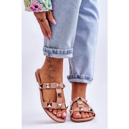 Kesi Women&amp;#039;s slippers with big studs Nude Mercure Slike