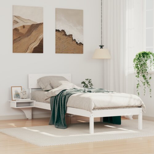 VidaXL Krevet s okvirima i noćnim ormarićima Bijelo 75 x 190 cm Slike