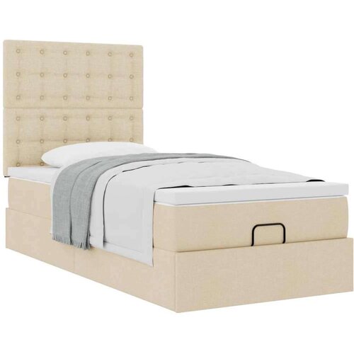 VidaXL otomanski okvir kreveta s madraca krem 80x200cm od tkanine Slike