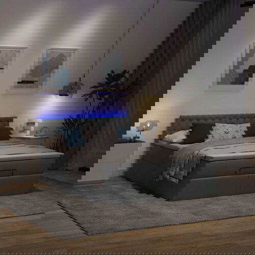 vidaXL Otomanski krevet s madracem i LED tamnosivi 140x190 cm tkanine Cijene