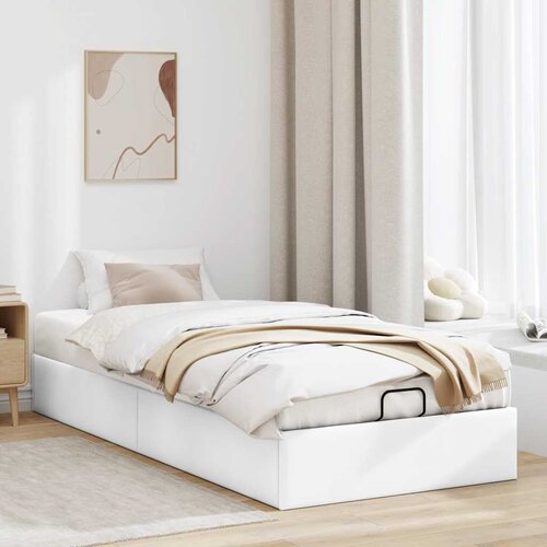 VidaXL Okvir kreveta bez madraca bijeli 100x200 cm od umjetne kože Slike