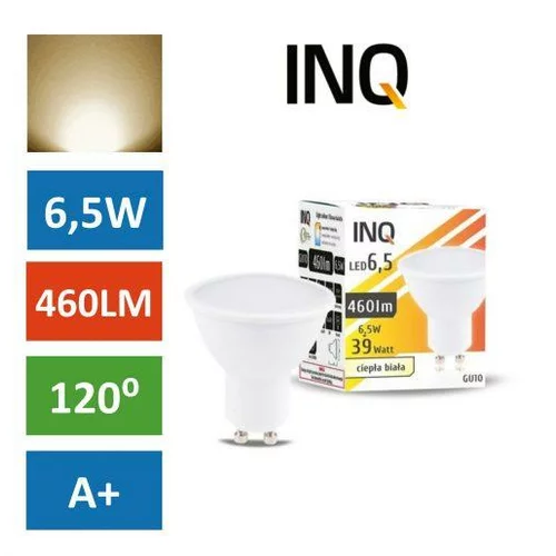 Inq LED žarnica - sijalka GU10 6,5W (39W) toplo bela 3000K
