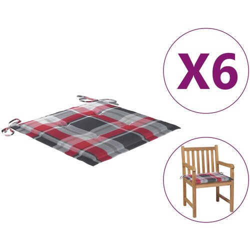 vidaXL Blazine za vrtne stole 6 kosov rdeč karo vzorec 50x50x3cm blago Cene