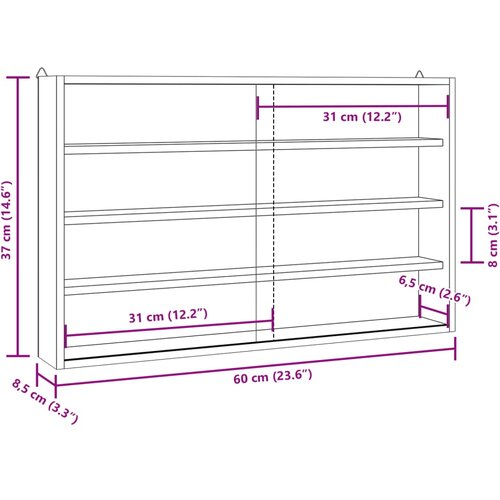  Drvena kolekcionarska vitrina s vratima 60x8,5x37 cm Slike
