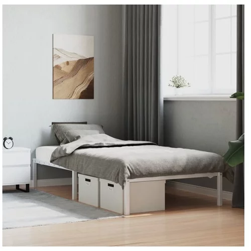 vidaXL Kovinski posteljni okvir bel 107x203 cm