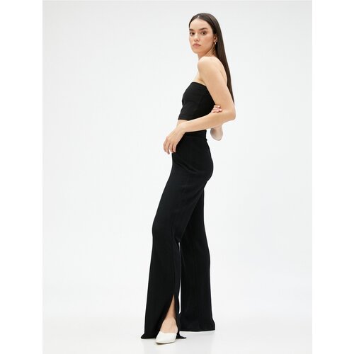 Koton High Waist Spanish Leg Slit Pants Slike