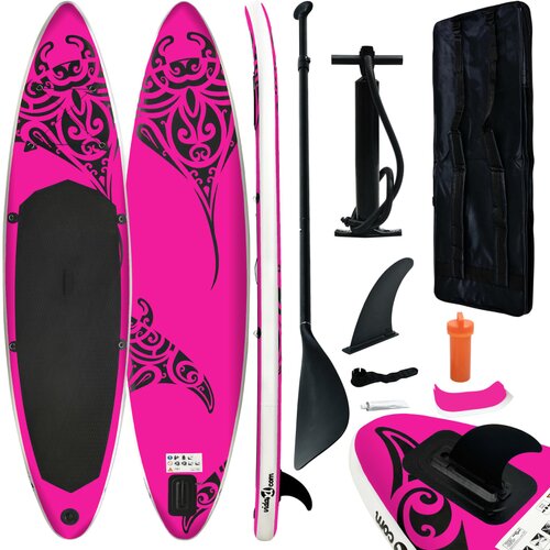 VidaXL Napihljiva SUP deska komplet 320x76x15 cm roza Slike