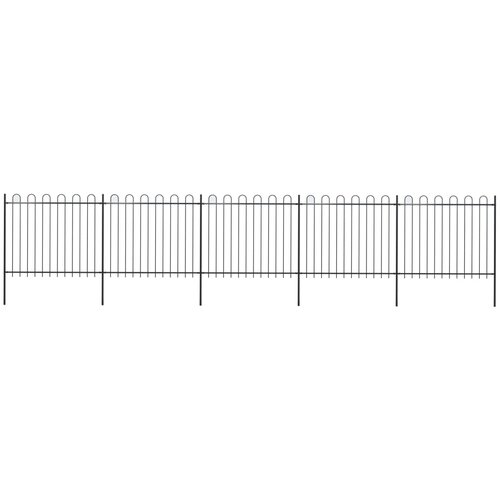 vidaXL Vrtna ograja z obročastimi vrhovi jeklo 8,5x1,5 m črna, (20982384) Cene