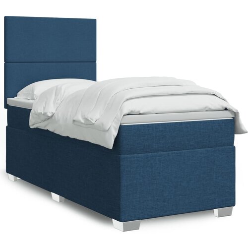 VidaXL Box spring postelja z vzmetnico modra 80x200 cm blago Slike