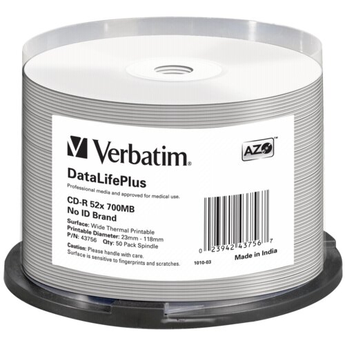 Verbatim 1x50 CD-R 80 / 700MB 52x white wide thermal printable Cijene