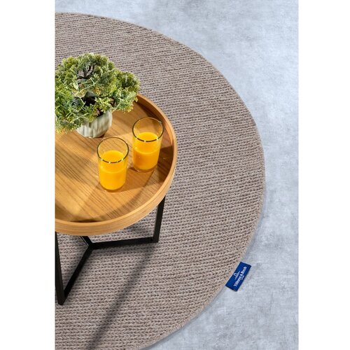 Villeroy &amp;amp; Boch Svetlo rjava ročno tkana volnena okrogla preproga &amp;oslash; 200 cm Francois &amp;ndash; Slike