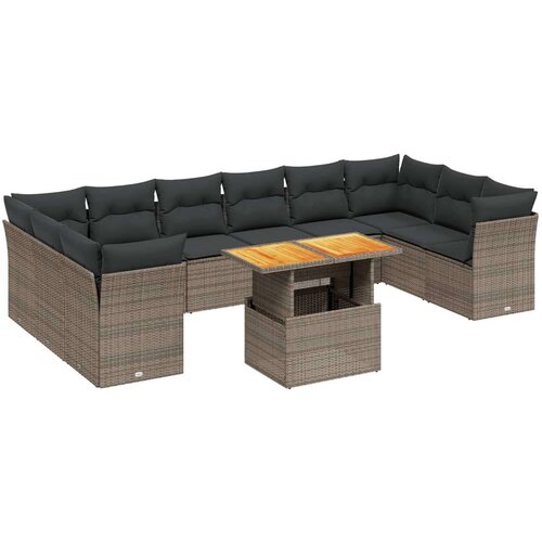  11-dijelni set vrtnih sofa od poliratana s jastucima sivi Slike