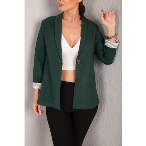 armonika Women's Emerald Striped One-Button Jacket Slike