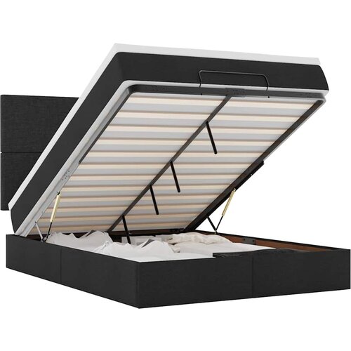 Maison Chic Otomanska Posteljni okvir - Dvoposteljna postelja - Zakonska postelja z vzmetnico & LEDs črna 140x190 cm-J188, (21773302) Cene