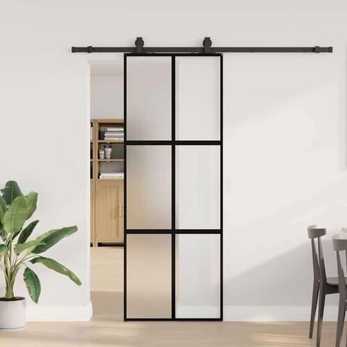  Klizna vrata s priborom crna 76 x 205 cm kaljeno staklo Cijene