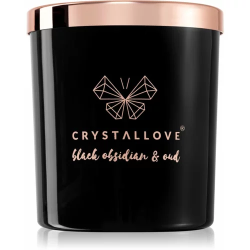 Crystallove Crystalized Scented Candle Black Obsidian & Oud dišeča sveča 220 g