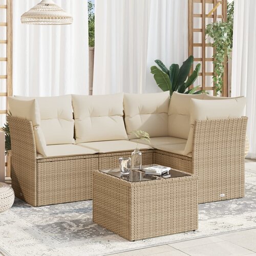vidaXL 5-dijelni vrtni set sofa s jastucima bež od poliratana Cijene