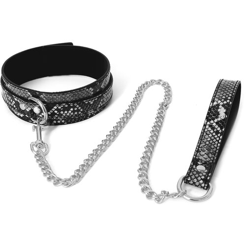 Kiotos Collar with Leash Reptile Black/Silver Slike