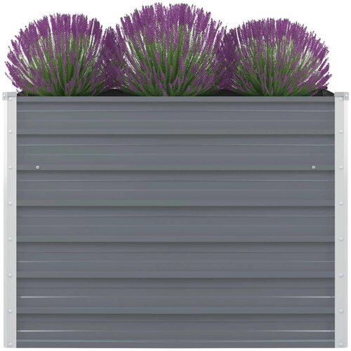 vidaXL Dvignjeno Vrtno Korito 100x100x77 cm Pocinkano Jeklo Sive Barve Cene