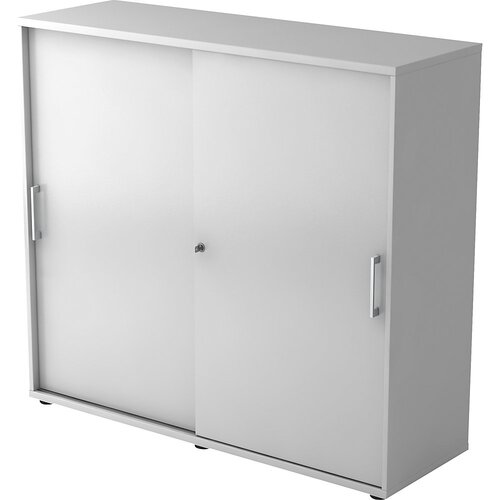 eurokraft pro Omara z drsnimi vrati, višina 1100 mm, 2 polici, svetlo siva Cene