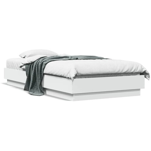 VidaXL Okvir kreveta s LED svjetlima bijeli 75 x 190 cm Slike