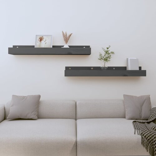 vidaXL Zidne police 2 kom sive 80x12x9 cm od masivne borovine Cijene