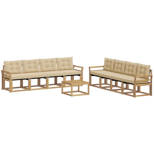 vidaXL Zunanja garnitura za sedenje z blazino 9 pcs Bela in bež, (5000270909) Cene