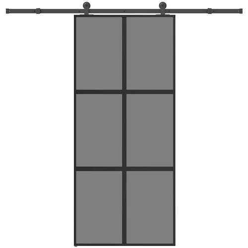 vidaXL Drsna vrata z opremo 90x205 cm kaljeno steklo in aluminij Cene
