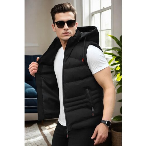 Dewberry 17736 Removable Hooded Mens Vest-BLACK Slike