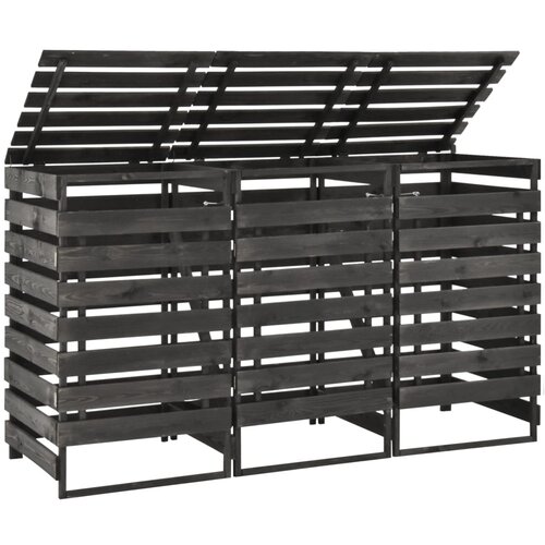 VidaXL Trojna lopa za smetnjake 210x75x121 cm barvana trdna borovina Slike
