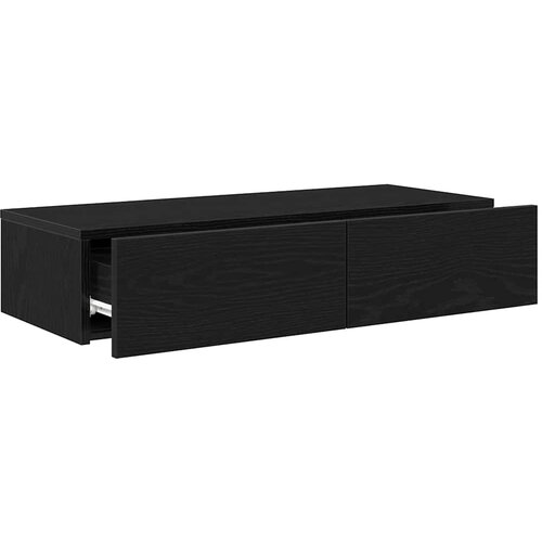  Zidna polica s ladicama crna 80x33x17 cm izrađeno drvo Slike