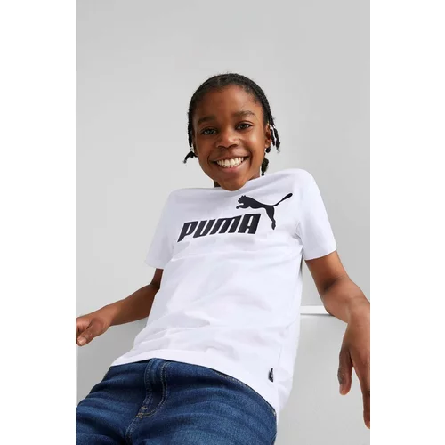 Puma Otroška bombažna kratka majica bela barva