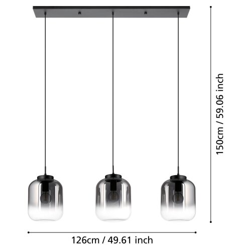 Eglo 390104 - visilica na sajli bulciago 3xE27/40W/230V dimna Slike
