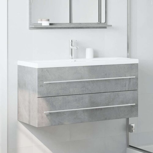 VidaXL Ormarić za umivaonik siva boja betona 100 x 38,5 x 48 cm drveni Slike