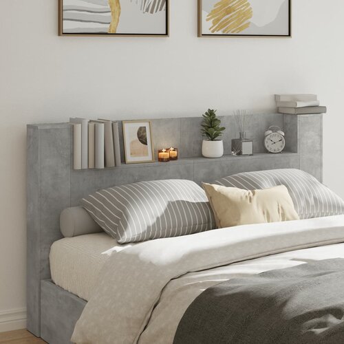 vidaXL Omarica za vzglavje postelje LED beton. siva 180x16,5x103,5 cm Cene