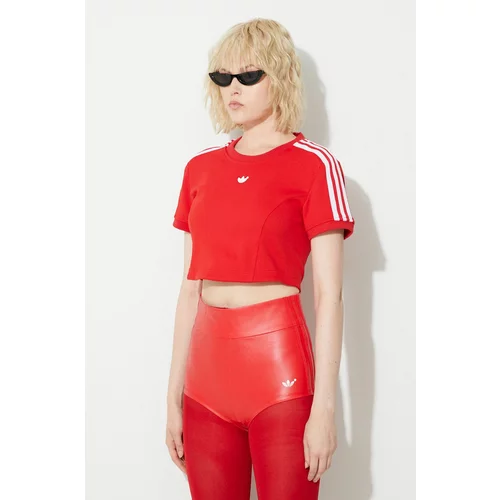 Adidas Majica kratkih rukava Ess Cropped Tee za žene, boja: crvena, IB4549-red