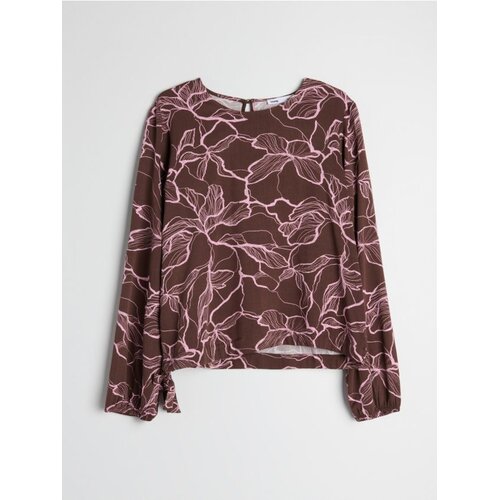 Sinsay Viskozna bluza s twill obrubom i cvjetnim motivom Slike