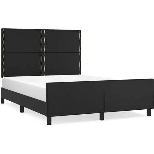 Maison Chic Posteljni okvir - Dvoposteljna postelja - Zakonska postelja z vzglavjem črn 140x190 cm umetno usnje-J15988, (21760783) Slike