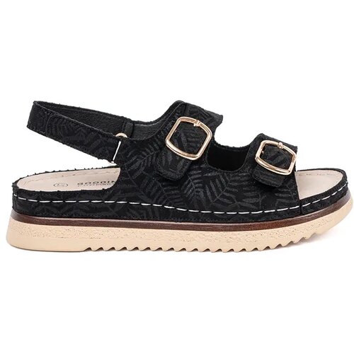 GOODIN Black sandals with gold elements Cene