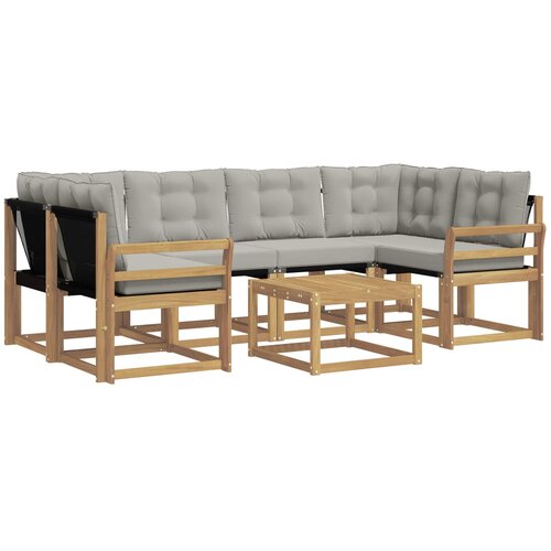 vidaXL Zunanja garnitura za sedenje 7 pcs Bela in svetlo siva, (5000282554) Cene