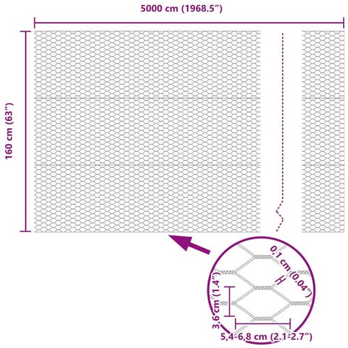 VidaXL Heksagonalna ograda Zelena Metal 5000 x 0.1 x 160 cm Izdržljiva Slike