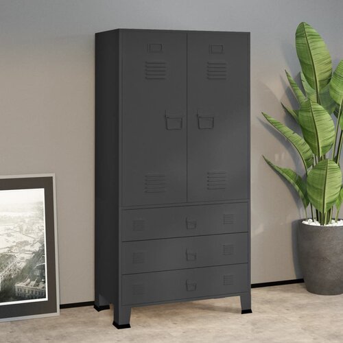 vidaXL Garderobna omara antracitna 90x50x180 cm kovina Cene